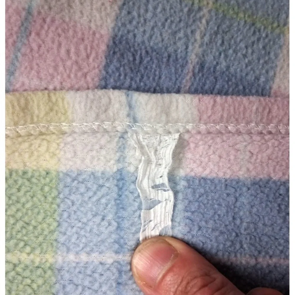 Carter's ? Vtg Pastel Plaid Baby Blanket Soft Acryclic 32x44 Pink Blue Yellow